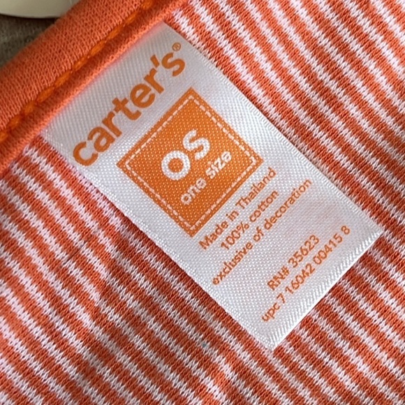 Brand New Set of 2 Carter’s Cloth Baby Bibs Orange Halloween Tiger Jungle Animal - Picture 12 of 14